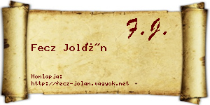 Fecz Jolán névjegykártya